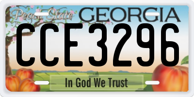 GA license plate CCE3296