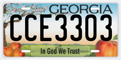GA license plate CCE3303
