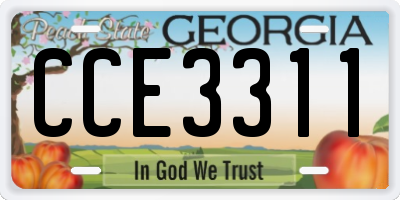 GA license plate CCE3311