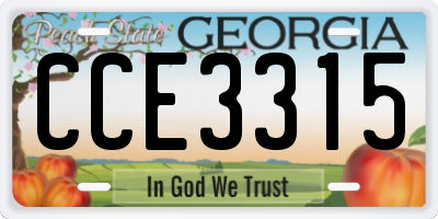 GA license plate CCE3315