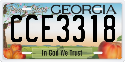 GA license plate CCE3318