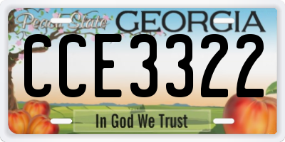 GA license plate CCE3322