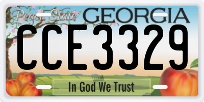 GA license plate CCE3329