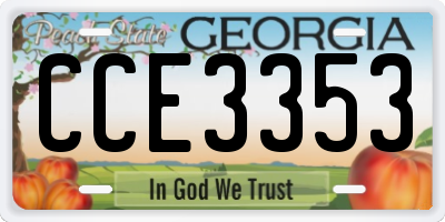 GA license plate CCE3353