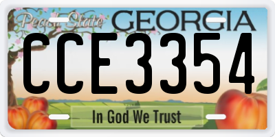 GA license plate CCE3354