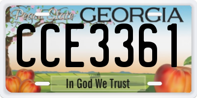 GA license plate CCE3361