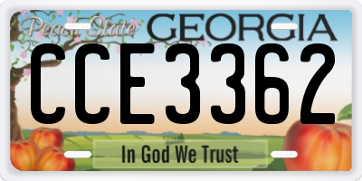 GA license plate CCE3362