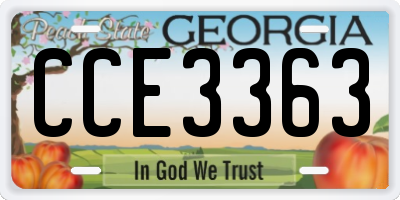 GA license plate CCE3363