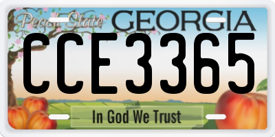 GA license plate CCE3365
