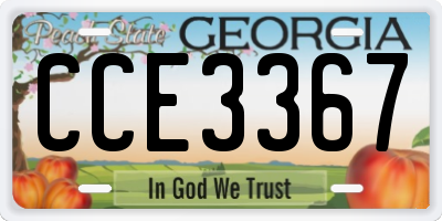 GA license plate CCE3367