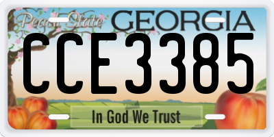 GA license plate CCE3385