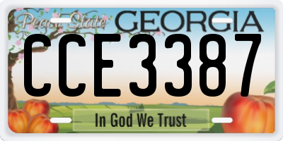 GA license plate CCE3387