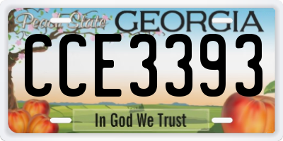 GA license plate CCE3393