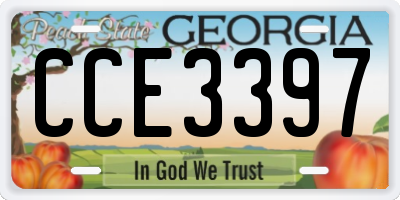 GA license plate CCE3397