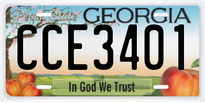 GA license plate CCE3401