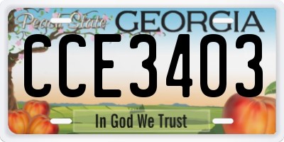 GA license plate CCE3403