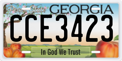 GA license plate CCE3423