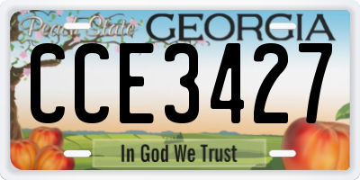 GA license plate CCE3427