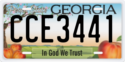 GA license plate CCE3441