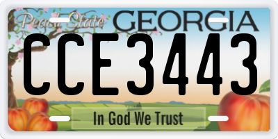 GA license plate CCE3443