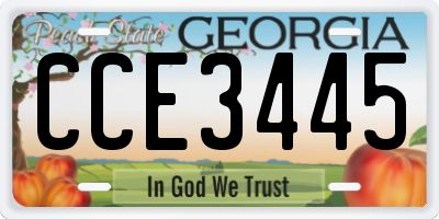 GA license plate CCE3445