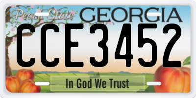 GA license plate CCE3452