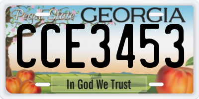 GA license plate CCE3453
