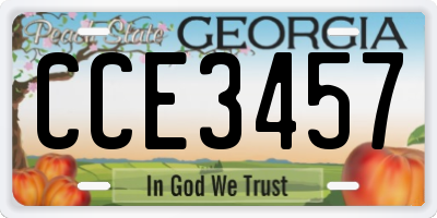 GA license plate CCE3457