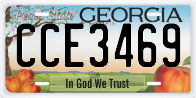 GA license plate CCE3469