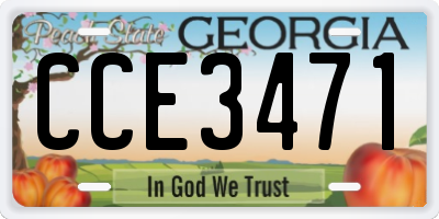 GA license plate CCE3471