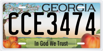 GA license plate CCE3474