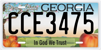 GA license plate CCE3475