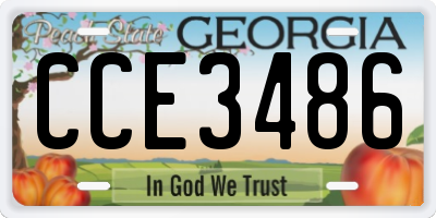 GA license plate CCE3486