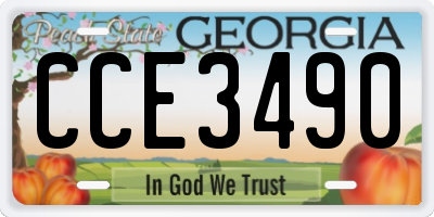GA license plate CCE3490
