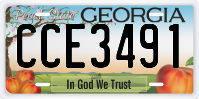 GA license plate CCE3491