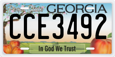 GA license plate CCE3492