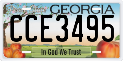 GA license plate CCE3495