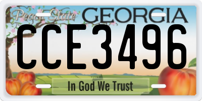 GA license plate CCE3496
