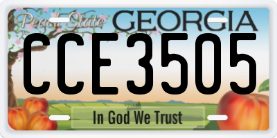 GA license plate CCE3505