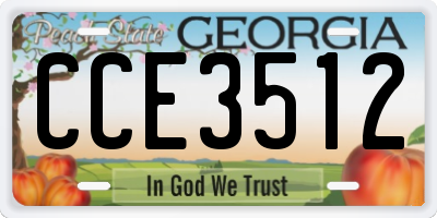 GA license plate CCE3512