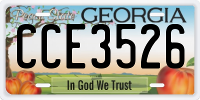 GA license plate CCE3526