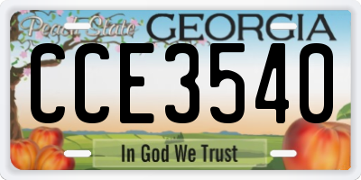 GA license plate CCE3540