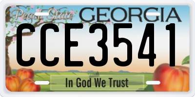 GA license plate CCE3541