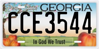 GA license plate CCE3544