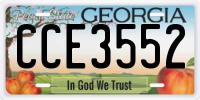 GA license plate CCE3552