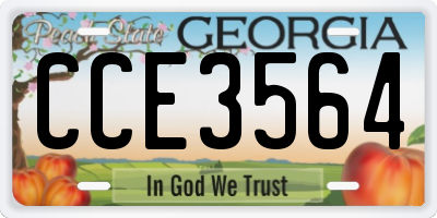 GA license plate CCE3564