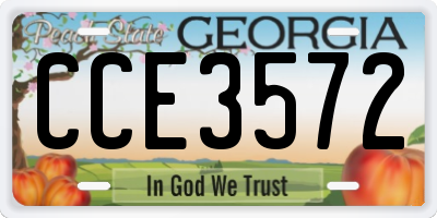 GA license plate CCE3572
