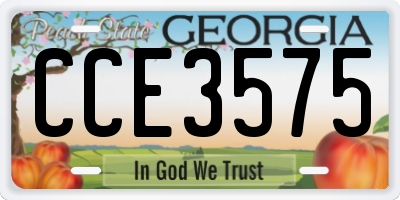GA license plate CCE3575