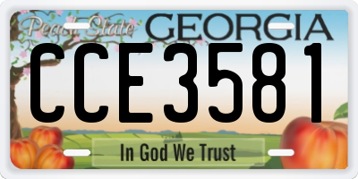 GA license plate CCE3581