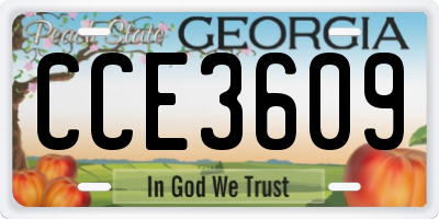 GA license plate CCE3609